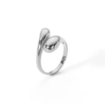 Silver color / One size / 1 Piece Simple Classic Style Geometric Stainless Steel Silver Color Women's Adjustable Rings Picture3